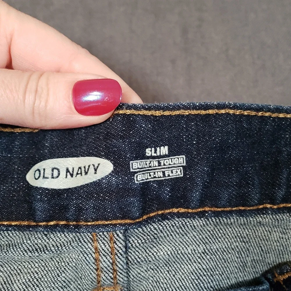 Old Navy Slim Jeans Mens 36x30‎ Blue Rinse Wash Built-In Flex Stretch Tough